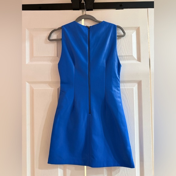 Alice + Olivia Coley Vegan Leather Sleeveless Mini Dress Palace Blue NWT Size 0 - Picture 6 of 7